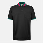 Web Collar Cotton Polo Shirt – Black