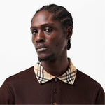 Check Collar Cotton Polo Shirt – Brown
