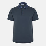 Check Collar Cotton Polo Shirt – Navy