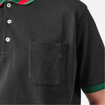 Web Collar Cotton Polo Shirt – Black