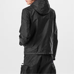 Hooded Nylon Windbreaker Jacket – Black