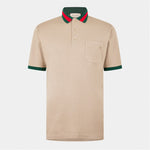 Web Collar Cotton Polo Shirt – Beige
