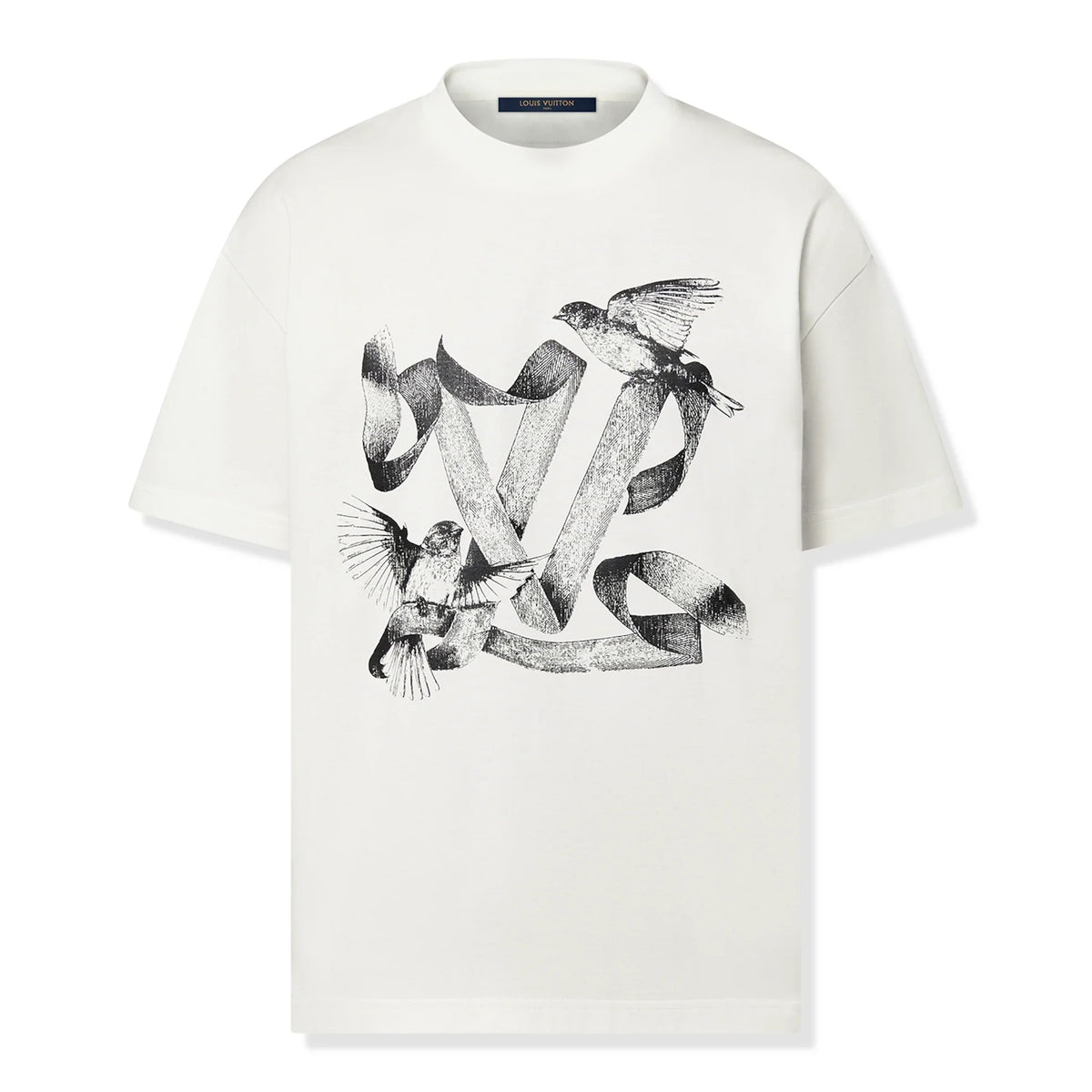 LV Birds Printed Cotton T-Shirt White