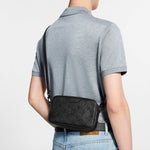 Monogram Embossed Leather Crossbody Bag (Black)