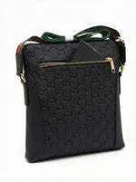 Embossed Leather Crossbody Bag Black