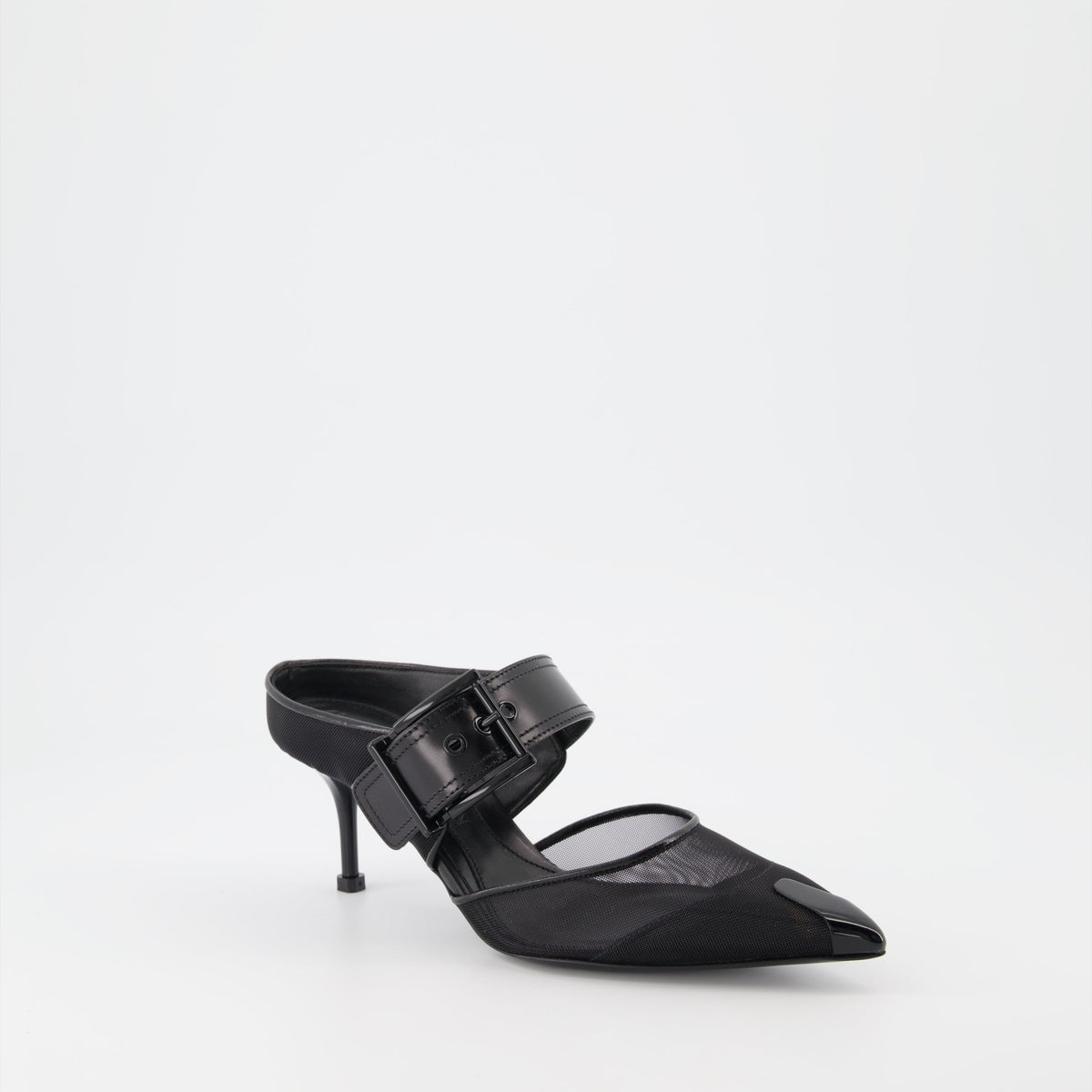 Punk buckle mules
