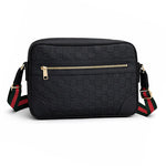 Embossed Leather Messenger Bag (Black)