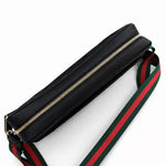 Embossed Leather Messenger Bag (Black)