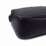 Embossed Logo Leather Crossbody Bag (Black)