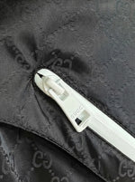 GG Jacquard Hooded Windbreaker Jacket with Contrast Zip – Black