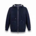 Signature Navy Zip-Up Hoodie with Monogram Lining