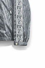 Oblique Grey Hooded Windbreaker with Signature Tape