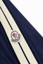 Hooded Nylon Jacket with Signature Stripe – Navy