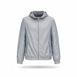 GG Jacquard Hooded Nylon Jacket – Light Grey