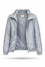 GG Jacquard Hooded Nylon Jacket – Light Grey
