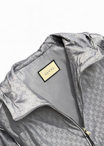 GG Jacquard Hooded Nylon Jacket – Light Grey