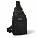 Embossed Leather Sling Bag (Black)
