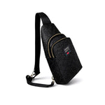 Embossed Leather Sling Bag (Black)