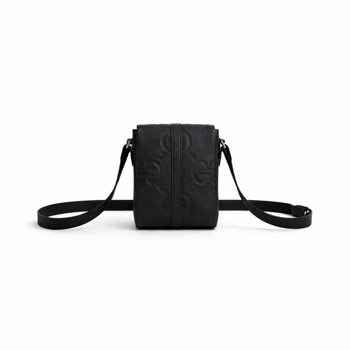 Black Embossed Leather Mini Crossbody Bag