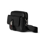 Web Detail Leather Crossbody Bag (Black)