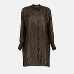 Monogram Silk Shirt Dress