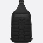 Oblique Embossed Leather Sling Bag (Black)