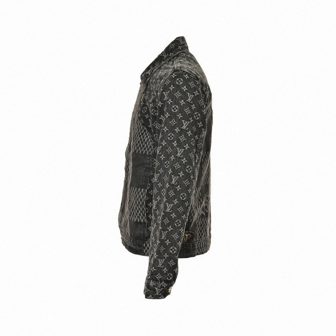 Monogram & Damier Mixed Denim Jacket – Charcoal Edition
