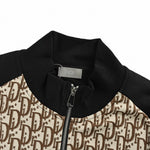 Oblique Zip-Up Tracksuit Set in Black & Beige
