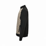 Oblique Zip-Up Tracksuit Set in Black & Beige