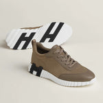 Bouncing Sneaker in Taupe Calfskin and Suede