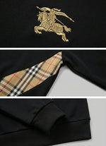 KD Embroidery Checked Panel Sweatshirt | Black and White